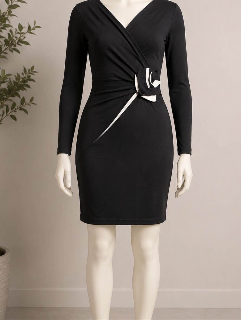 Ralph Lauren Black Dress with White Waist Accent